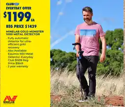 BCF Minelab gold monster 1000 metal detector offer