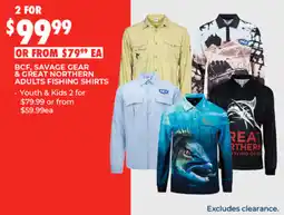 BCF Bcf, savage gear & great northern adults fishing shirts offer