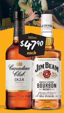 Cellarbrations Canadian club whisky or jim beam white label offer