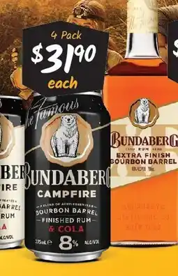 Cellarbrations Bundaberg campfire rum & cola 8% cans offer