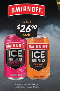 Cellarbrations Smirnoff ice double black 6.5% cans range offer