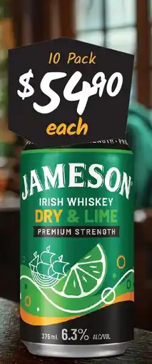 Cellarbrations Jameson irish whiskey dry & lime offer