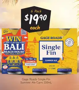 Cellarbrations Gage roads single fin summer ale cans offer