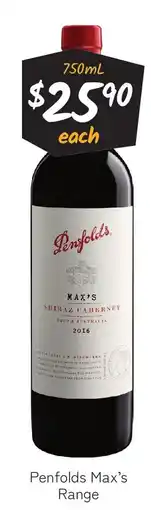 Cellarbrations Penfolds max's range offer