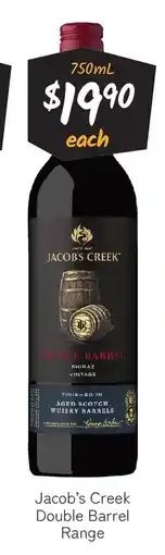 Cellarbrations Jacob's creek double barrel range offer