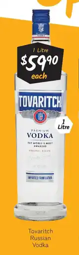 Cellarbrations Tovaritch russian vodka offer
