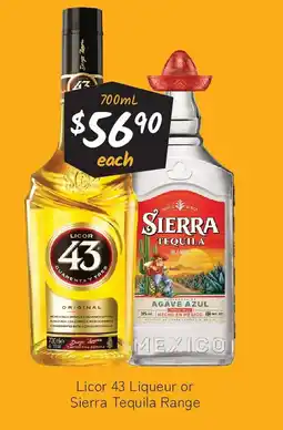 Cellarbrations Licor 43 liqueur or sierra tequila range offer