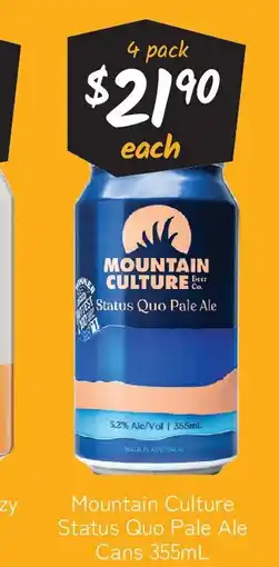 Cellarbrations Mountain culture status quo pale ale cans offer