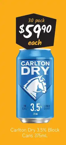 Cellarbrations Carlton dry 3.5% block cans offer