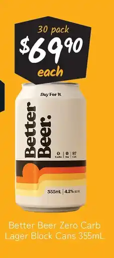Cellarbrations Better beer zero carb lager block cans offer