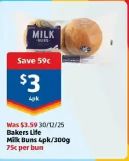 ALDI Bakers life milk buns offer
