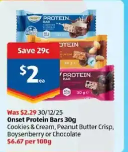 ALDI Onset protein bars offer