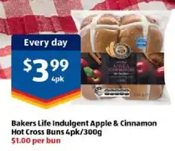 ALDI Bakers life indulgent apple & cinnamon hot cross buns offer