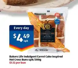 ALDI Bakers life indulgent carrot cake inspired hot cross buns offer