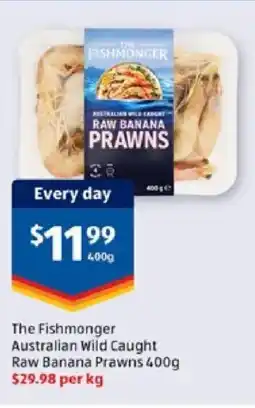ALDI The fishmonger australian wild caught raw banana prawns offer
