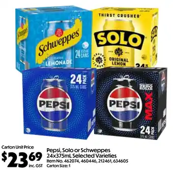 Pepsi, solo or schweppes