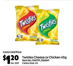 Campbells Wholesale Twisties cheese or chicken offer