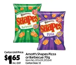 Campbells Wholesale Arnott's shapes pizza or barbecue offer