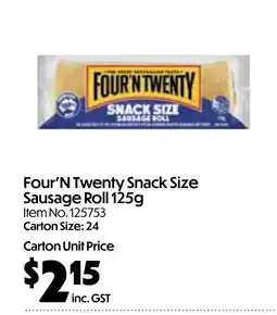 Campbells Wholesale Four'n twenty snack size sausage roll offer