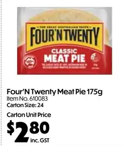Campbells Wholesale Four'n twenty meat pie offer