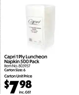 Campbells Wholesale Capri 1 ply luncheon napkin offer