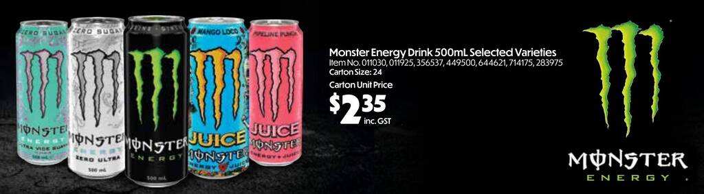 Monster energy drink 500 ml offer at Campbells Wholesale