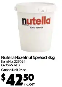 Campbells Wholesale Nutella hazelnut spread offer