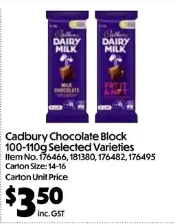 Campbells Wholesale Cadbury chocolate block offer