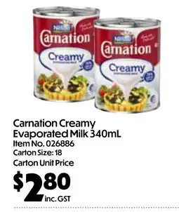 Campbells Wholesale Carnation creamy evaporated milk offer