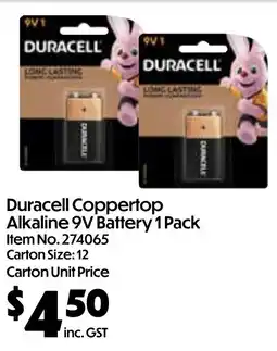 Campbells Wholesale Duracell coppertop alkaline 9v battery offer