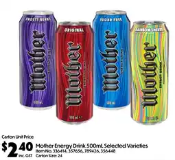 Campbells Wholesale Mother energy drink offer