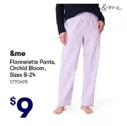 BIG W &me flannelette pants, orchid bloom, offer