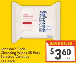 Supa Valu Johnson's facial cleansing wipes offer