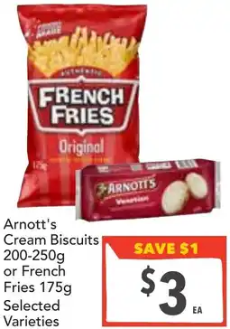 Supa Valu Arnott's cream biscuits or french fries offer