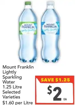 Supa Valu Mount franklin lightly sparkling water offer