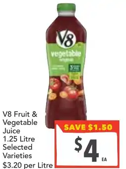 Supa Valu V8 fruit & vegetable juice offer
