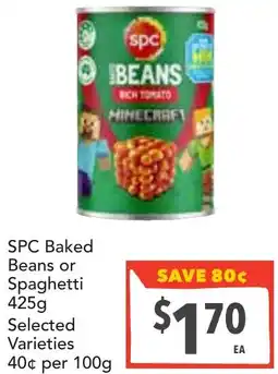 Supa Valu Spc baked beans or spaghetti offer