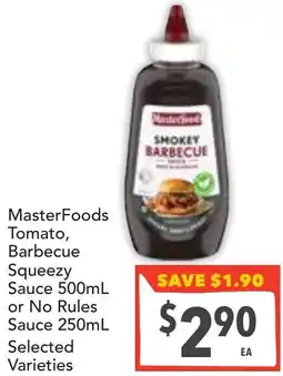 Supa Valu Masterfoods tomato, barbecue squeezy sauce or no rules sauce offer