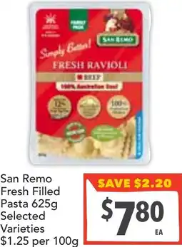 Supa Valu San remo fresh filled pasta offer