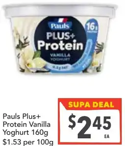 Supa Valu Pauls plus+ protein vanilla yoghurt offer