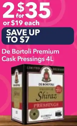 Supa Valu De bortoli premium cask pressings offer