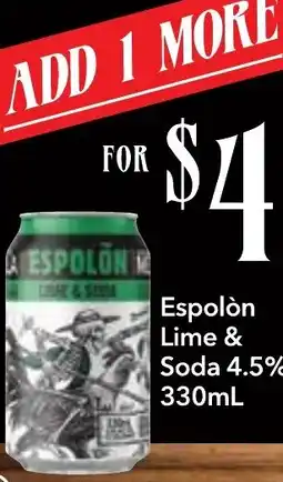 Supa Valu Espolòn lime & soda 4.5% offer