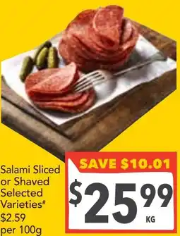 Supa Valu Salami sliced or shaved offer