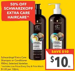 Supa Valu Schwarzkopf extra care shampoo or conditioner offer