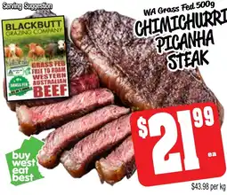 Farmer Jack's Wa grass fed chimichurri picanha steak offer