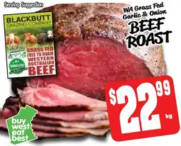 Farmer Jack's Wa grass fed garlic & onion beef roast offer