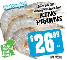 Farmer Jack's Shark bay (wa) running wild large raw king prawns offer
