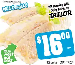 Farmer Jack's Wa running wild 500g fillets of tailor offer