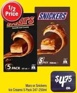 Farmer Jack's Mars or snickers ice creams offer