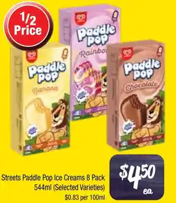 Farmer Jack's Streets paddle pop ice creams offer